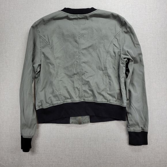 Sanctuary Womens Jacket Size M Olive Green Zip Up Military Twill Bomber Crop - Picture 3 of 13
